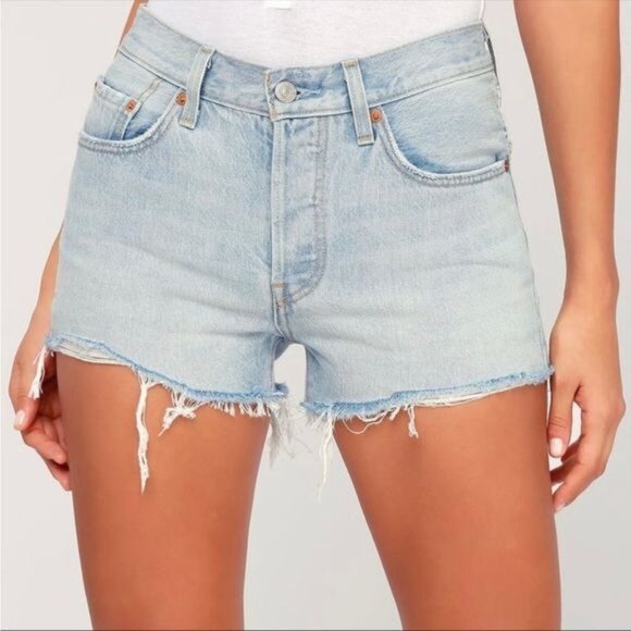 Levi's Pants - Levi's 501 High waisted raw hem faded distressed Shorts size 27